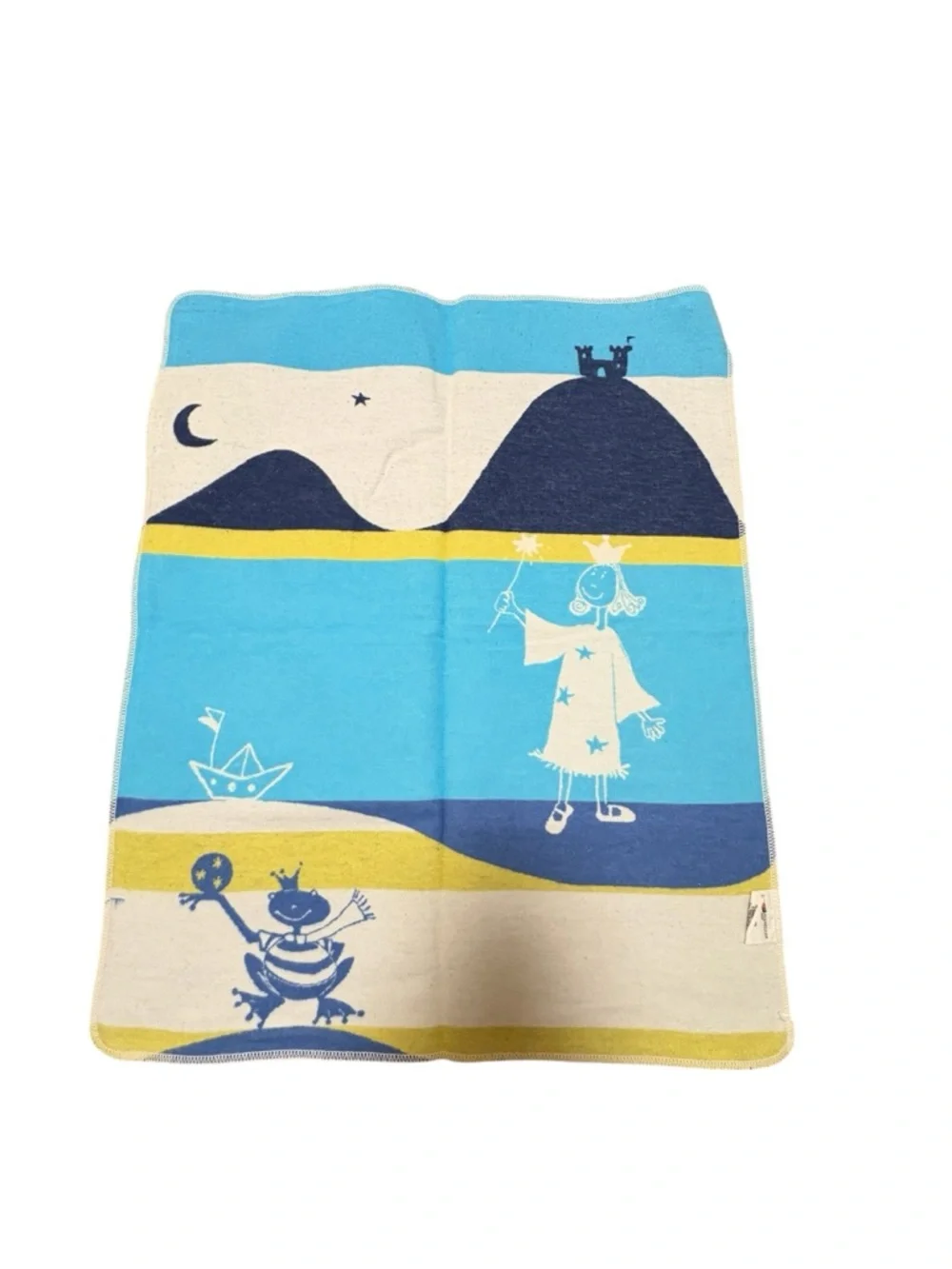 Baby Blanket David Fussenegger Blue Princess Reversible Cotton Austria 33x28